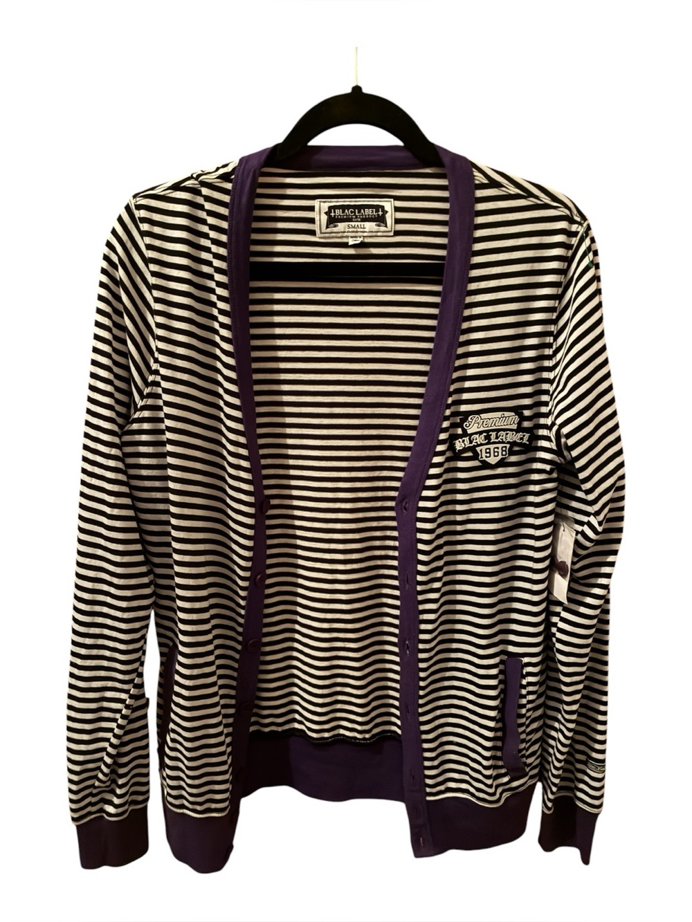 NWT MENS BLAC LABEL PREMIUM STRIPED CARDIGAN SIZE S